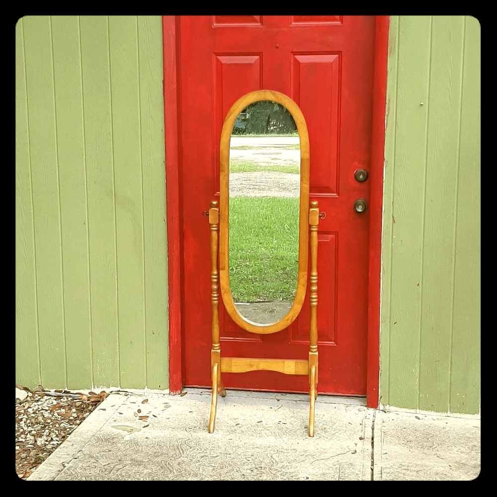 Wood frame mirror
